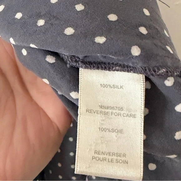 Rebecca Taylor Silk Gray Polka Dot Mini Dress Women’s Size 4 Tie Waist - Picture 5 of 9